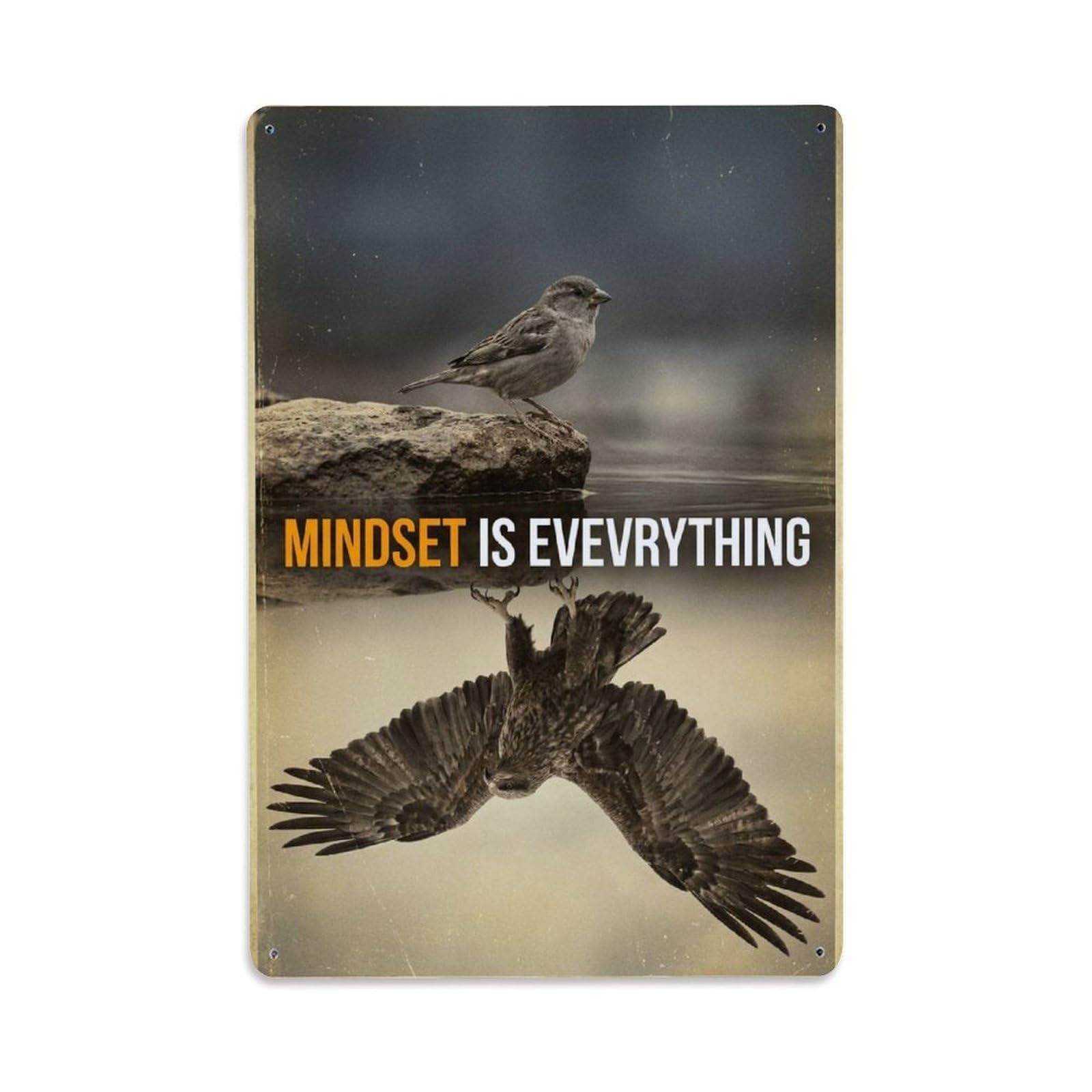 Olhnbad Style Eagle Raptor Mindset Is Everything Motivational Quote Metal Tin Sign