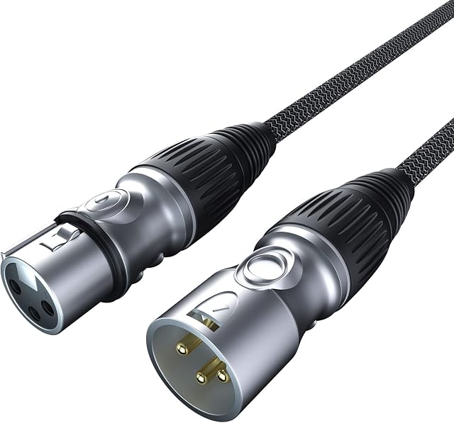 GeoHN.G XLR to XLR Cable 1M, 3-Pin Microphone Cable XLR Male to Female Extension Cord Compatible with Mixer Live Stage Speaker Amplifier Music Recording and More
