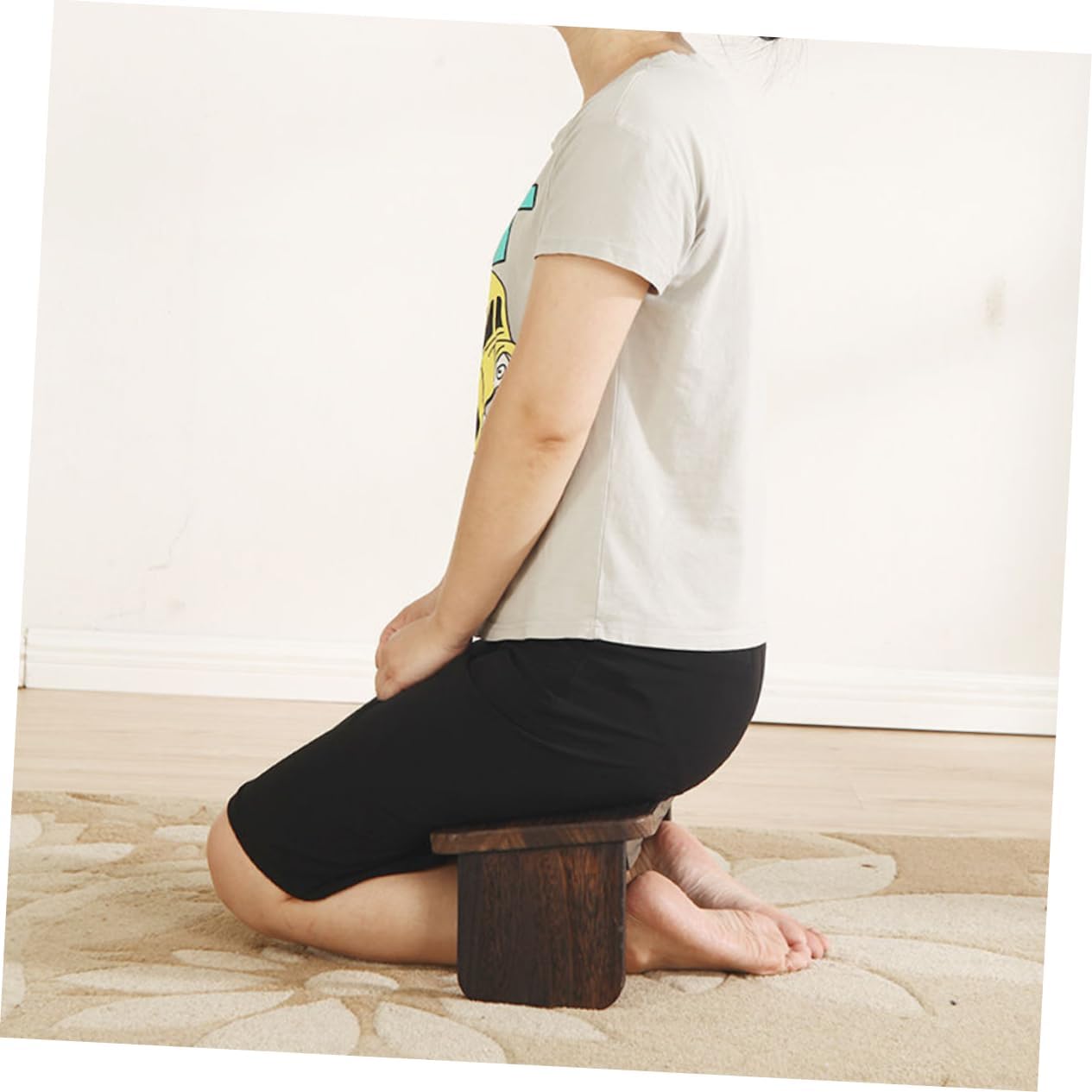Ergonomic Kneeling Chair Foldable Bench Small Stool Meditation Chair Wood Temple Stool