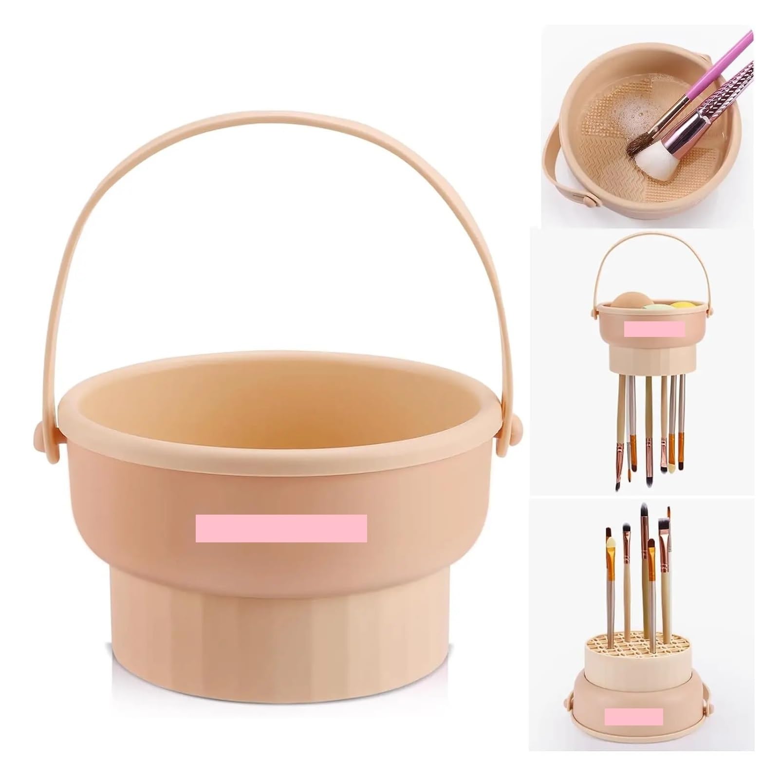 Seau de nettoyage pour pinceaux de maquillage - Outil de lavage et de séchage pour les amateurs de beauté (B)