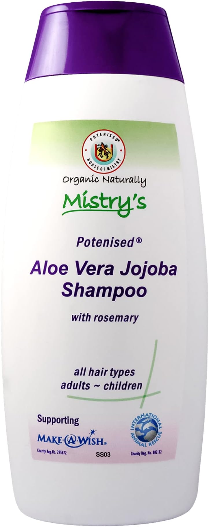 Mistry's Aloe Jojoba Shampoo with Rosemary 200ml - Natural Hair Care Shampoo, Gentle, Strengthening & Nourishing - Suitable for All Ages and Hair Types, Additive Free, Vegan,