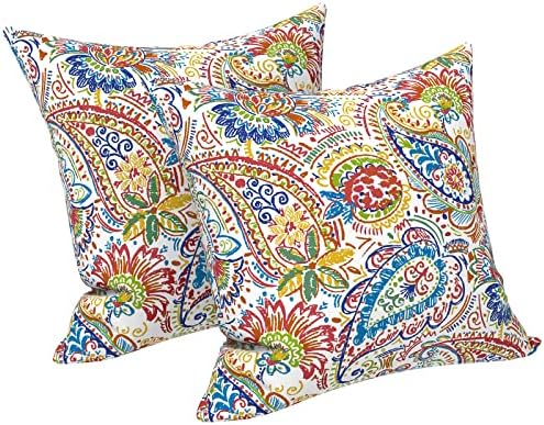 LVTXIII Outdoor Throw Pillow Covers 18 x 18 Inch, Covers ONLY Modern Paisley Pattern Decorative Square Toss Pillow Case Pack of 2 for Home Patio Garden Sofa Bed Furniture, Paisley Chili