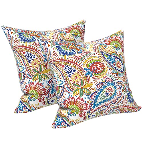 Lvtxiii Outdoor Throw Pillow Covers 18 X 18 Inch, Covers Only Modern Paisley Pattern Decorative Square Toss Pillow Case Pack Of 2 For Home Patio Garden Sofa Bed Furniture, Paisley Chili #TOP16