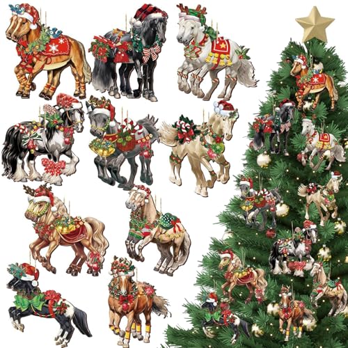 20 Stück Pferd Weihnachtsschmuck, Hölz Pferd Anhänger...
