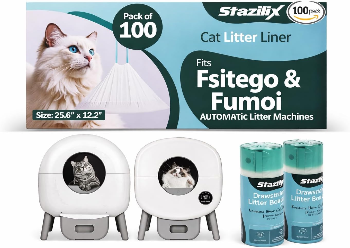 Cat Litter Liners Compatible with Cumrige Litter Box (M2) – 100 Count, Extra Thick, Heavy Duty