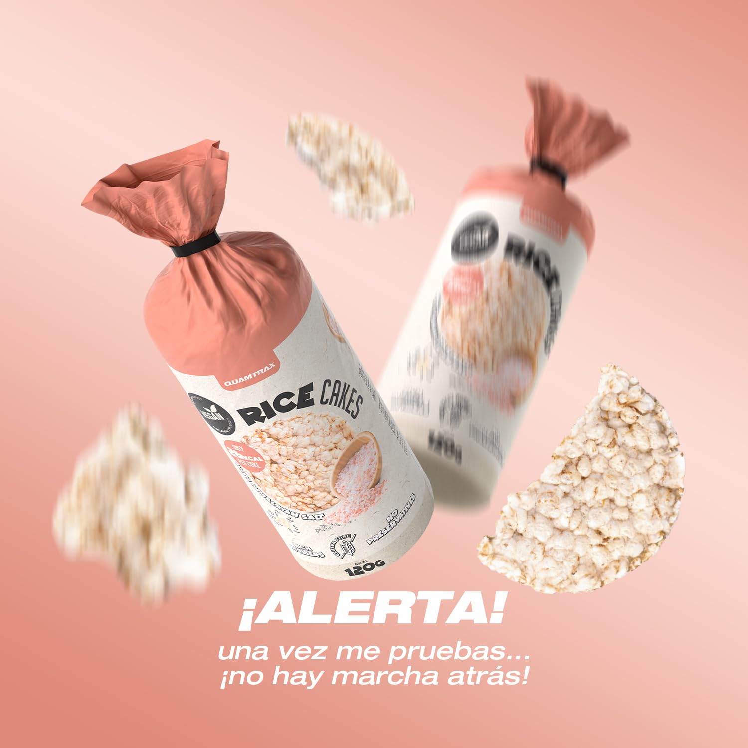 Quamtrax Nutrition - Brown Rice Cakes 120 gr x 12 - Con Sal del Himalaya - Sin gluten, saludable y ligero