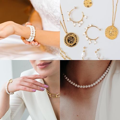 Miniatura 4 de 800 cuentas de perlas blancas para hacer joyas, kit de pulseras de perlas, cuentas espaciadoras sueltas para pulseras, collares, manualidades,
