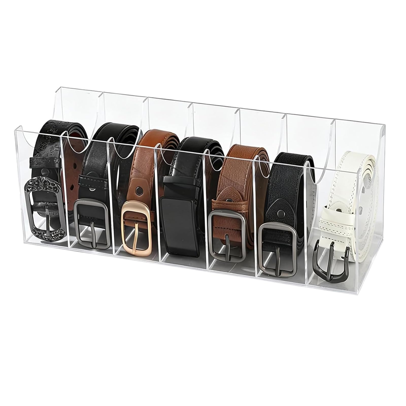 Snorvixre Space Saving Acrylic Multiple Compartment Organizers for Belts Featuring Clear View and Sturdy Builds for Efficient Use Storage Box