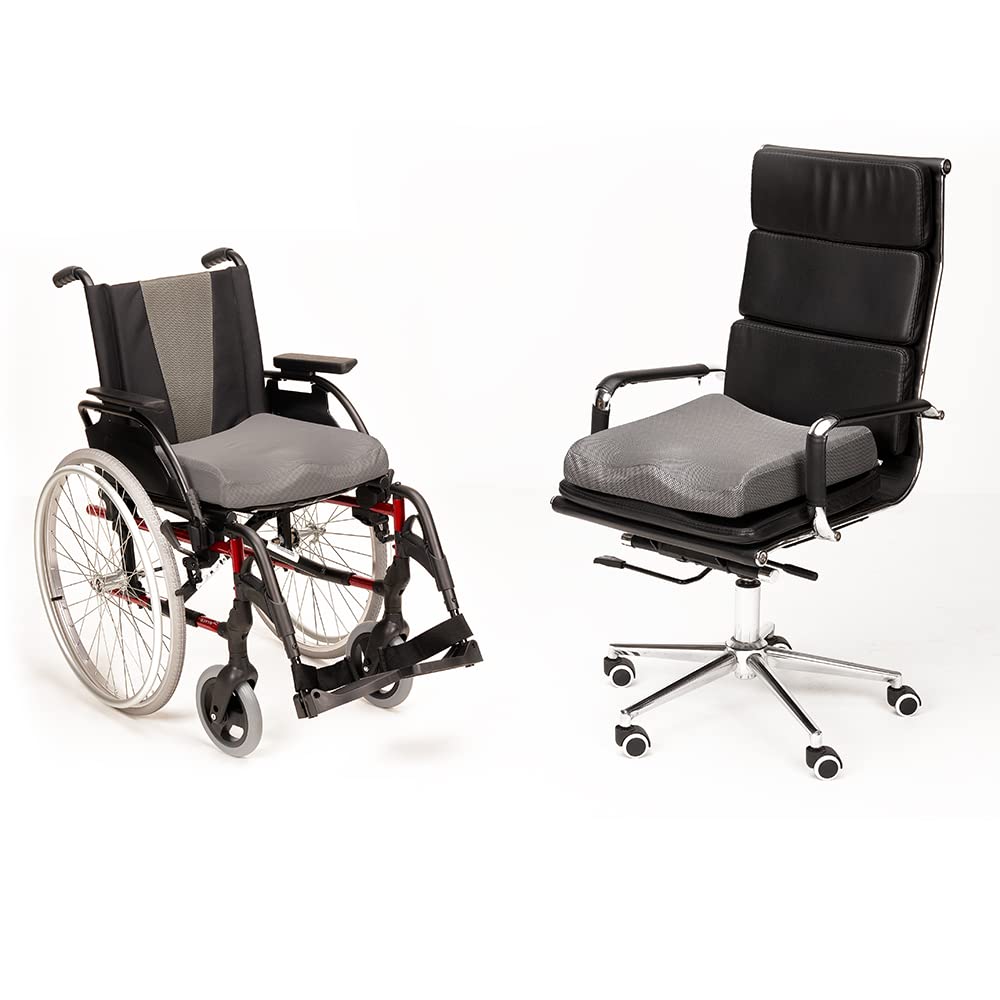 DECASATEXTIL®-Cojín antiescaras de núcleo viscoelástico - Alivia la presión del coxis y previene úlceras por presión en sillas de Ruedas, oficinas y Coches. Diseño ergonómico y Funda Lavable.