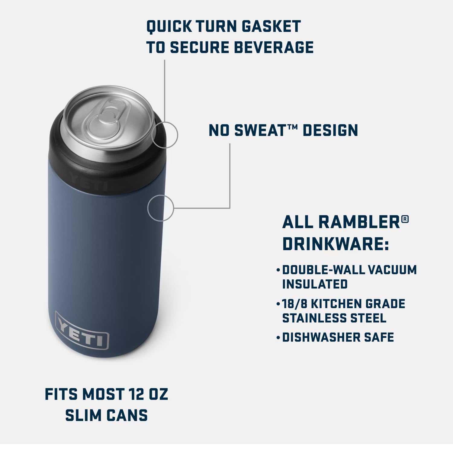 YETI Rambler Isolateur de canette Colster Slim de 355 ml pour canettes de Seltzer rigides et minces, (insert non fourni), vert forêt noire