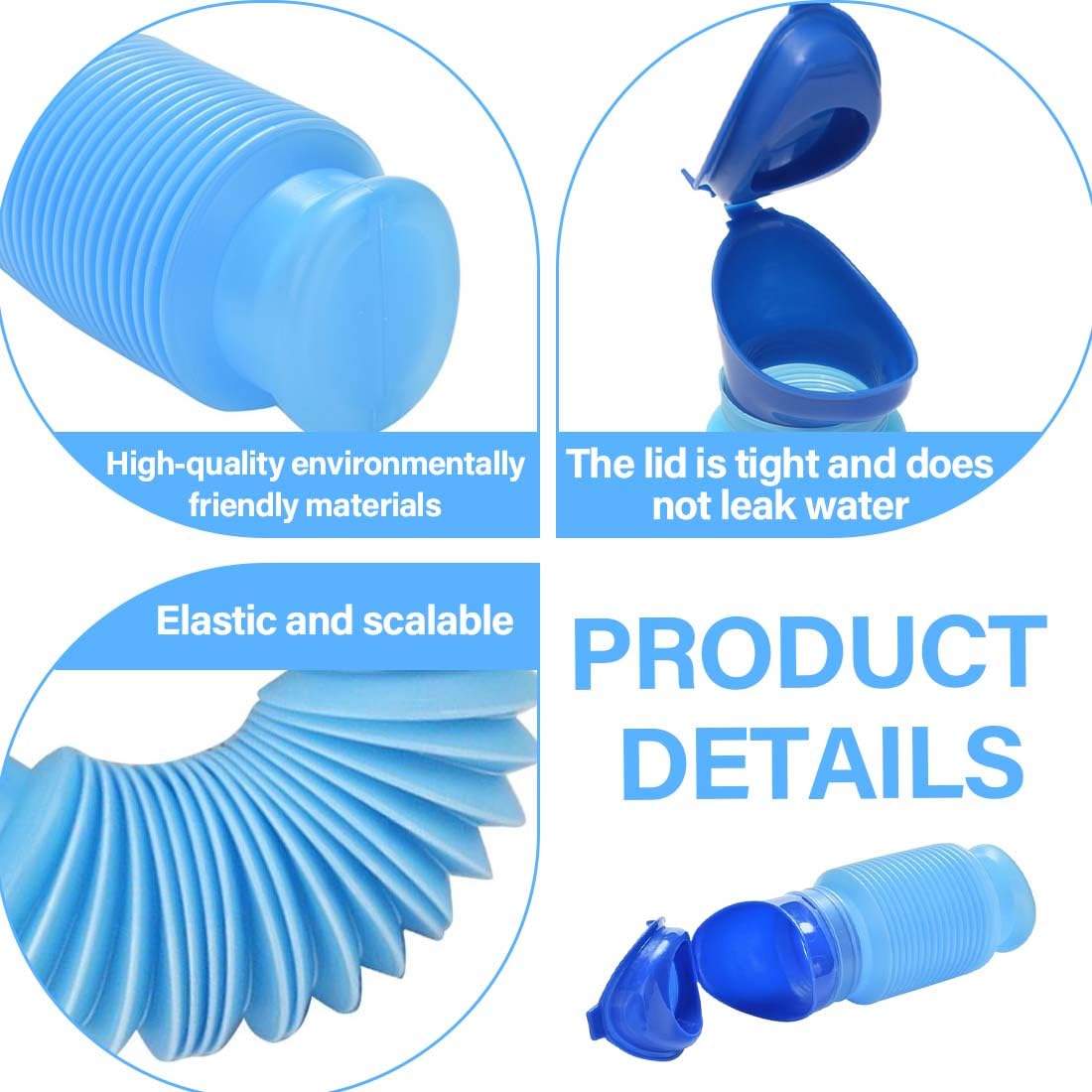 Orinatoio termorestringente Bottiglia per urina Portatile da 750 ml per WC Portatile Riutilizzabile a Prova di perdite per Campeggio Auto Viaggi Traffico e accodamento