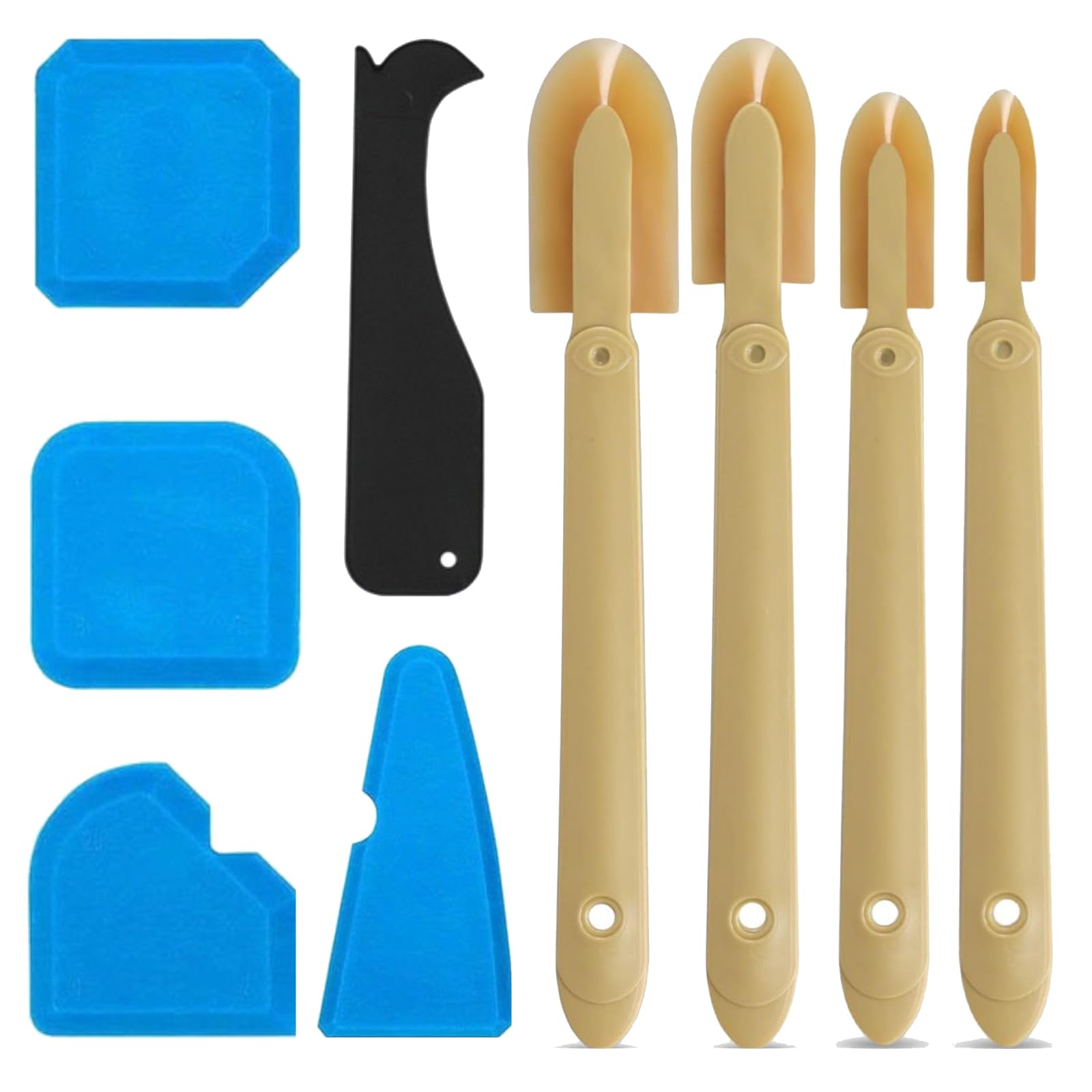 Amazleer Silicone Caulking Tool Kit, 9 Pcs, 4 Sizes of Rubber Sealant Finishing Tools
