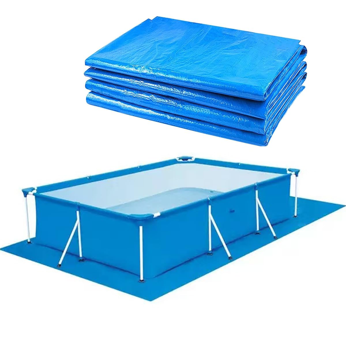 Pool Ground Cloth, Foldable Rectangular Pool Ground Mat for Inflatable Pools & Frame Pool, Waterproof Pool Floor Protector for Above Ground Swimming Pools (200 * 300cm/78.74 * 118.11in)
