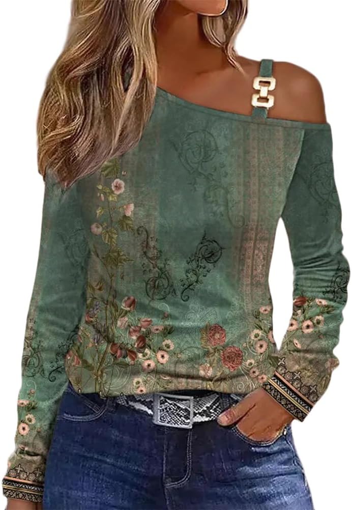Shownicer Damen T-Shirt Kurzarm – Schulterfrei, Basic Print, Weicher Stoff, Für Sommer & Freizeit
