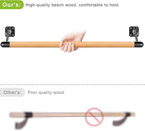 Vista 16 de Dolibest Ahorro de espacio, barra de ballet de 3 pies a 10 pies, sistema de barra de ballet de madera tradicional montado en la pared