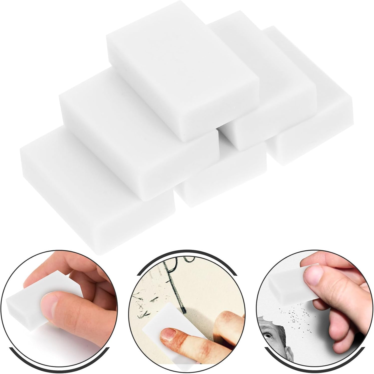 30pcs White PVC Drawing Erasers for Students and Writers