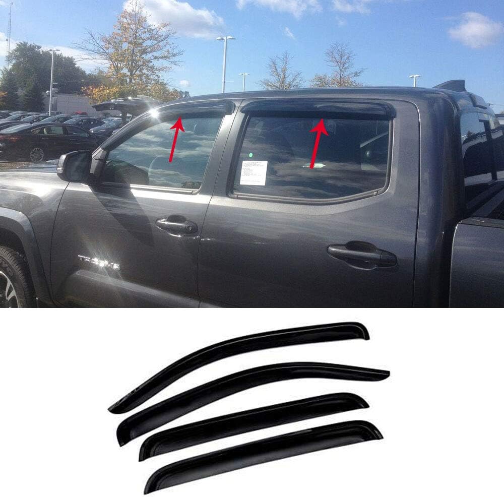 Ventvisor Side Window Visor Compatible with 2005-2015 Tacoma Double Cab Vent Rain Deflector Sun Guard Wind Deflector Dark Smoke, 4-Piece Set
