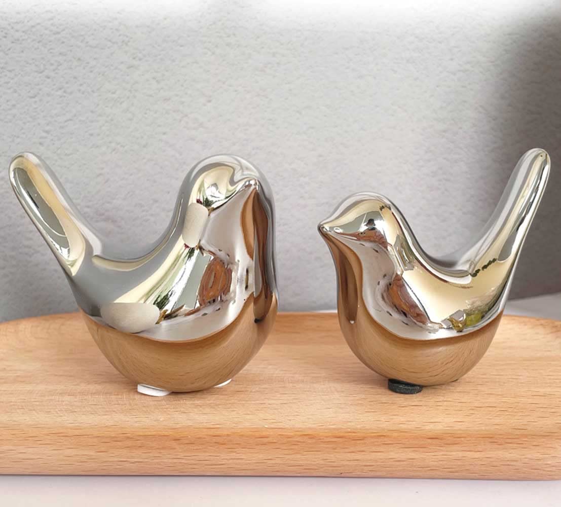 ITrixgan Silver Birds Bedroom Decor, Modern Home Decor Items for Living Room Shelf, Bookshelf, and Table Top