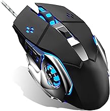 Black Ergonomic Wired Gaming Mouse Computer Mice with Programmable Buttons and 6 Levels Adjustable DPI up to 3200, USB Wired Gaming Mice with RGB Backlight Modes for PC, Laptop, MacBook (Black)