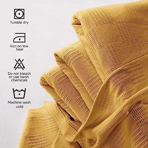 Image of Utopia Bedding 100% Cotton Thermal Blanket Mustard Twin, 90x72 Inches