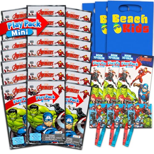 Lot de 24 mini cadeaux Avengers avec coloriages et autocollants pour anniversaire