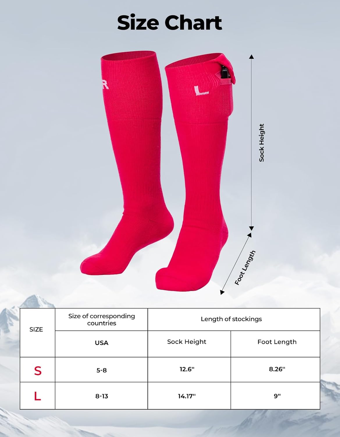 KEMIMOTO Heated Socks Men Women, APP Control Rechargeable Battery Wool Boot Socks, Toes Heat Zone, Winter Riding Skiing Ice Skating Foot Warmer