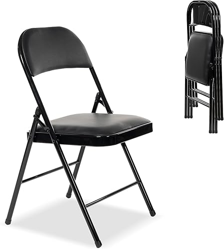 Paquete de 4 sillas plegables con asientos acolchados, silla plegable acolchada con marco de acero para eventos, oficina en casa, silla plegable de