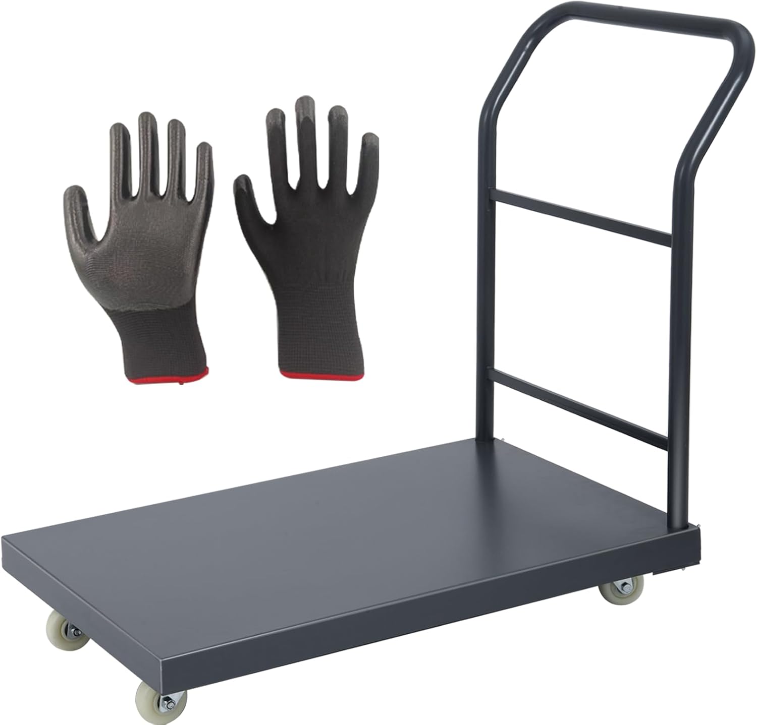 Heavy Duty Flatbed Cart 48"x30" Platform Truck with 4 Swivel Wheels, 2000 lbs Capacity Steel Hand Truck, Industrial Utility Push Cart for Warehouse Garage and Moving