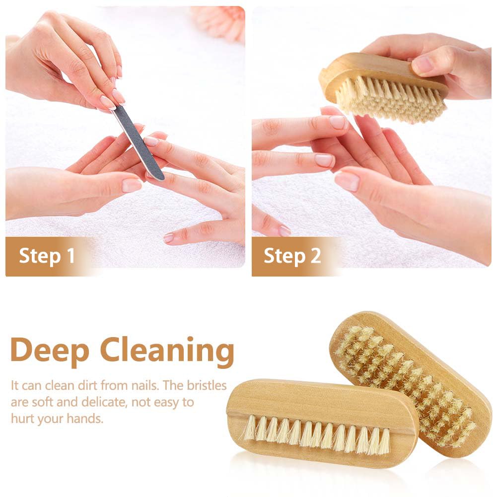 LOPHE Spazzola per Unghie in Legno, 4 pezzi Spazzola per Pulire, Spazzolina Unghie Manicure, Spazzolino Unghie Bambini per Pulizia Delle Unghie