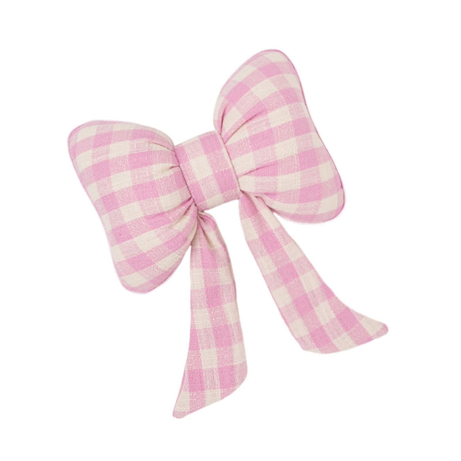 Kangnice Multipurpose Checkered Bowknot Design Car Neck Pillow Headrest Lumbar Cushion Vehicle Seat Sofa Pad Car Headrest Pillow