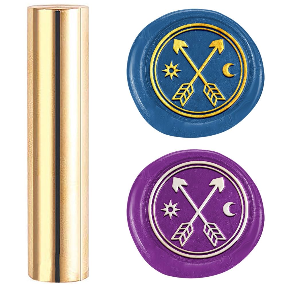 DELORIGIN Arrow Mini Brass Stamp Gun Wax Seal Vintage 15mm Sealing Stamps for Wedding Invitations Envelopes Halloween Christmas Wine Packing Greeting Cards Embellishment Gift Bottle Decor