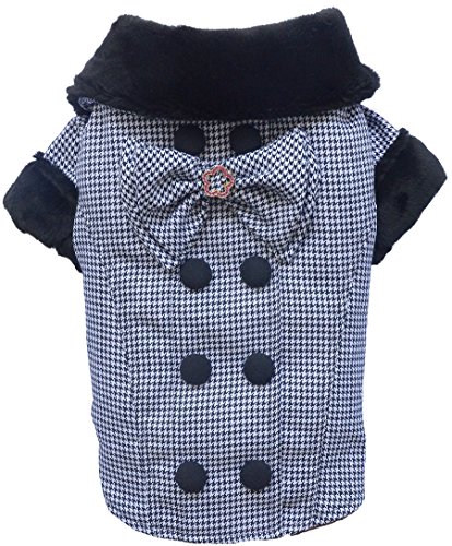 Doggy Dolly W316 Shinori Hundejacke mit Fliege und Kunstfell, schwarz/weiß, Größe : M