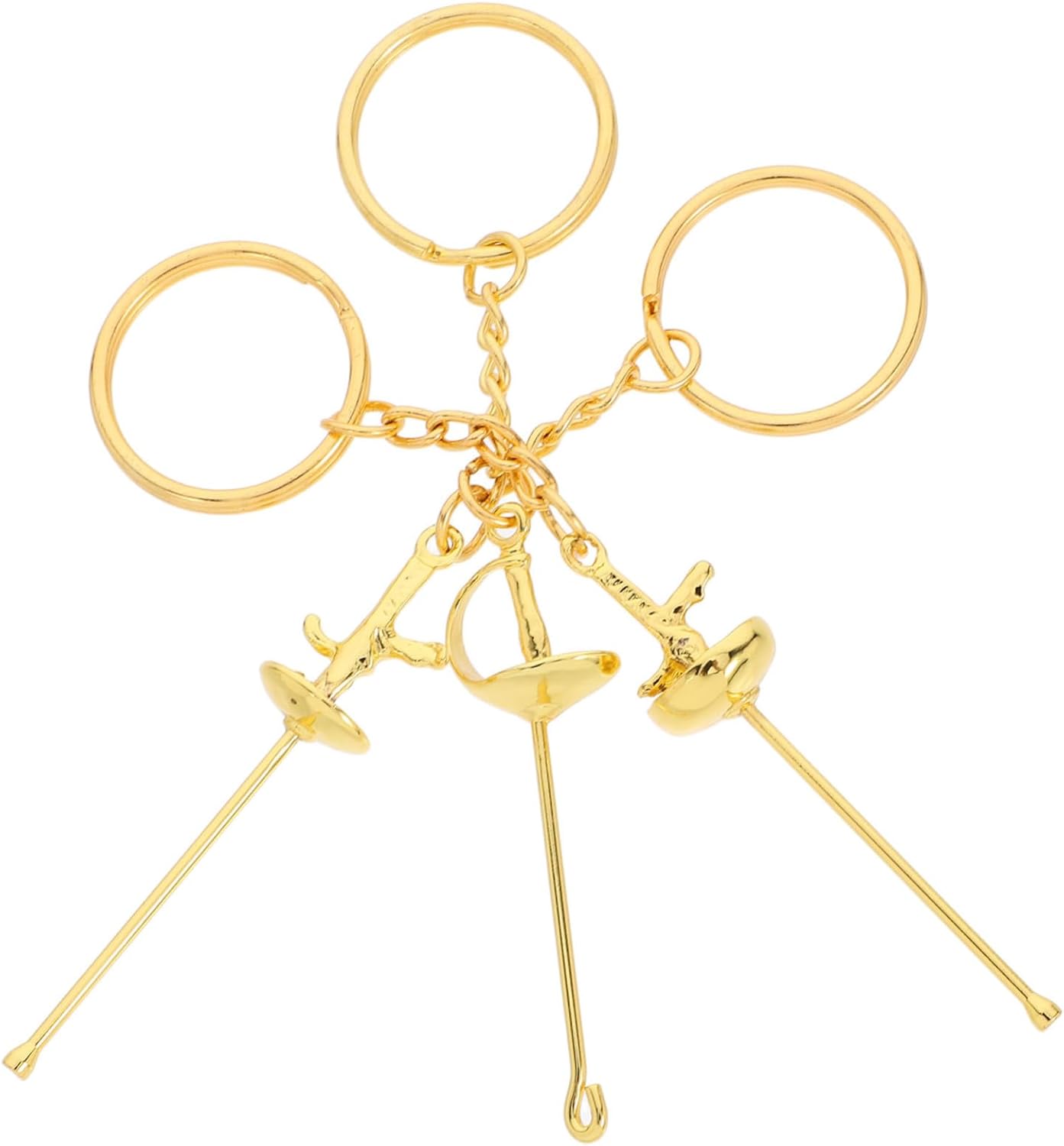3pcs Metal Fencing Sword Keychain Backpack Decoration Golden