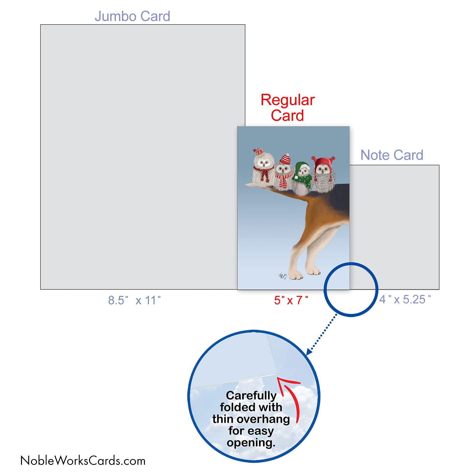 The Best Card Company Noel Animals-Owls C9558JXSG-B12x1 Lot de 12 cartes de vœux de Noël avec enveloppes 12 x 17 cm
