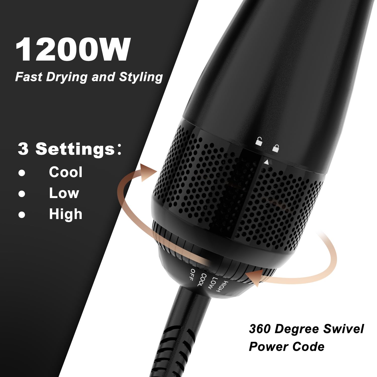 Blmxle Hair Dryer Brush, Anti-Scald and Anti-frizz Blow Dryer Brush with Negative Ion, Large Professional Fast-Heat-up Hot Air Brush Straightener for Travel, Gifts for Wife Mom and Friend, Black