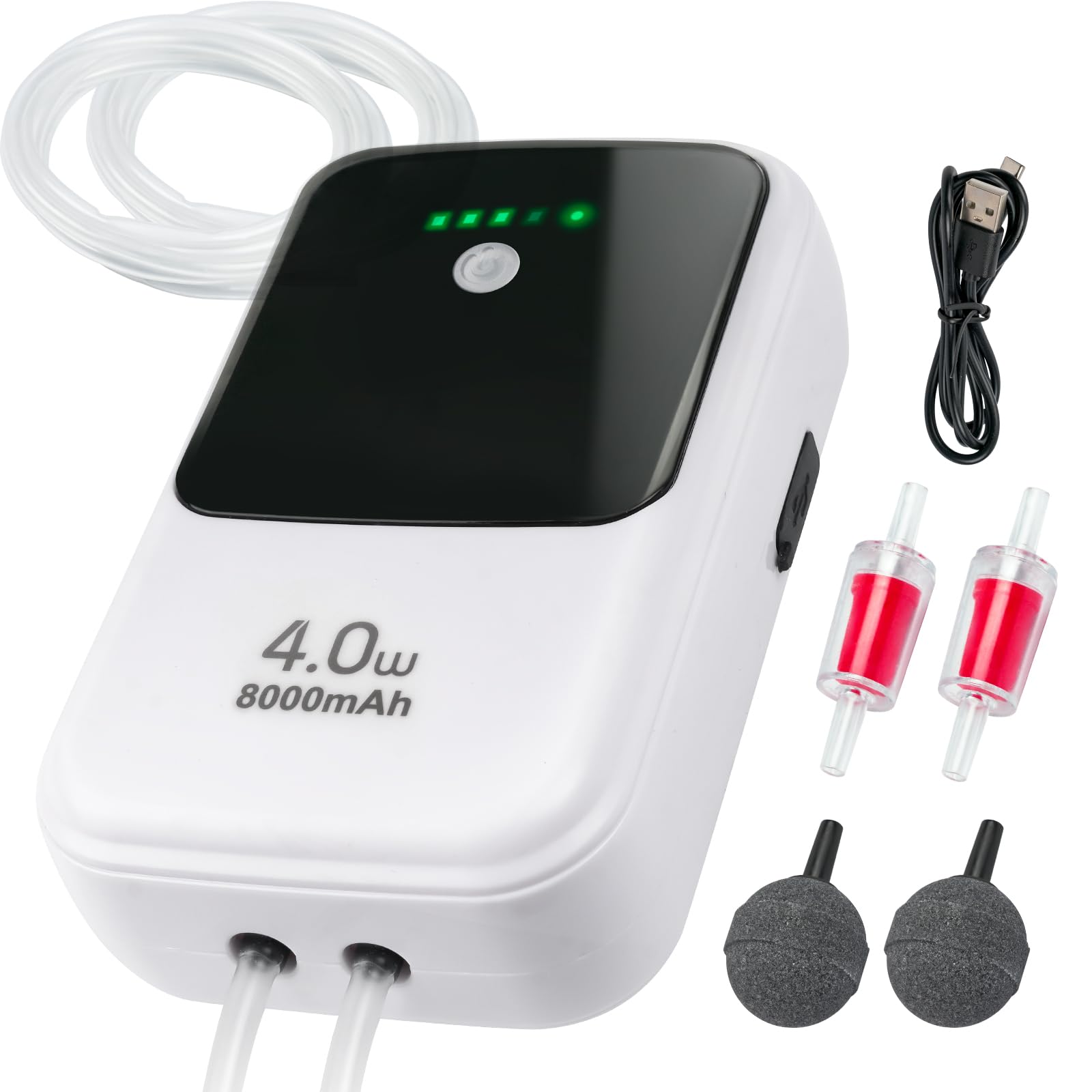 Ghosthorn Silent Dual Operating Mode Rechargeable Aerator for Fish, Large Capacity Aquarium Air Pump with Universal Clip for Most Bait Buckets