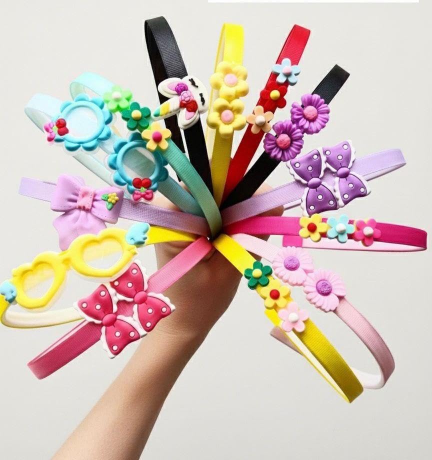 TINY LUXE Cartoon Hairbands for Girls | Cute Funny Soft Plastic Headbands | Comfortable Hair Accessories for Daily Wear | Multiple Random Designs | Pack of 6 Pcs-picture-31