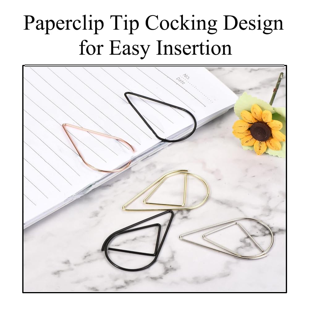 200 Graffette Di Carta A Goccia D'Acqua - Nero, Per Ufficio E Scuola | Segnalibri Decorativi, Metalliche - Foto 6