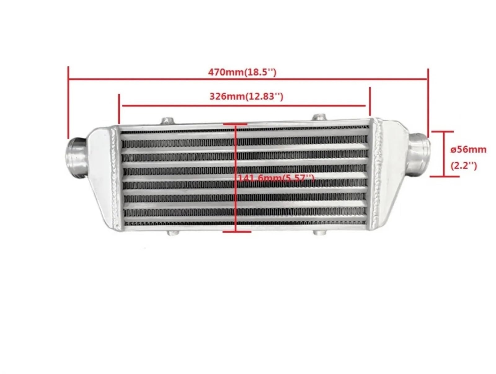 Intercoolers 18" X 6" X 2" / 140 X 330 X 50 MM FMIC INTERCOOLER TURBO UNIVERSAL DE ALUMINIO 56 Mm/ 2.25" ENTRADA/SALIDA