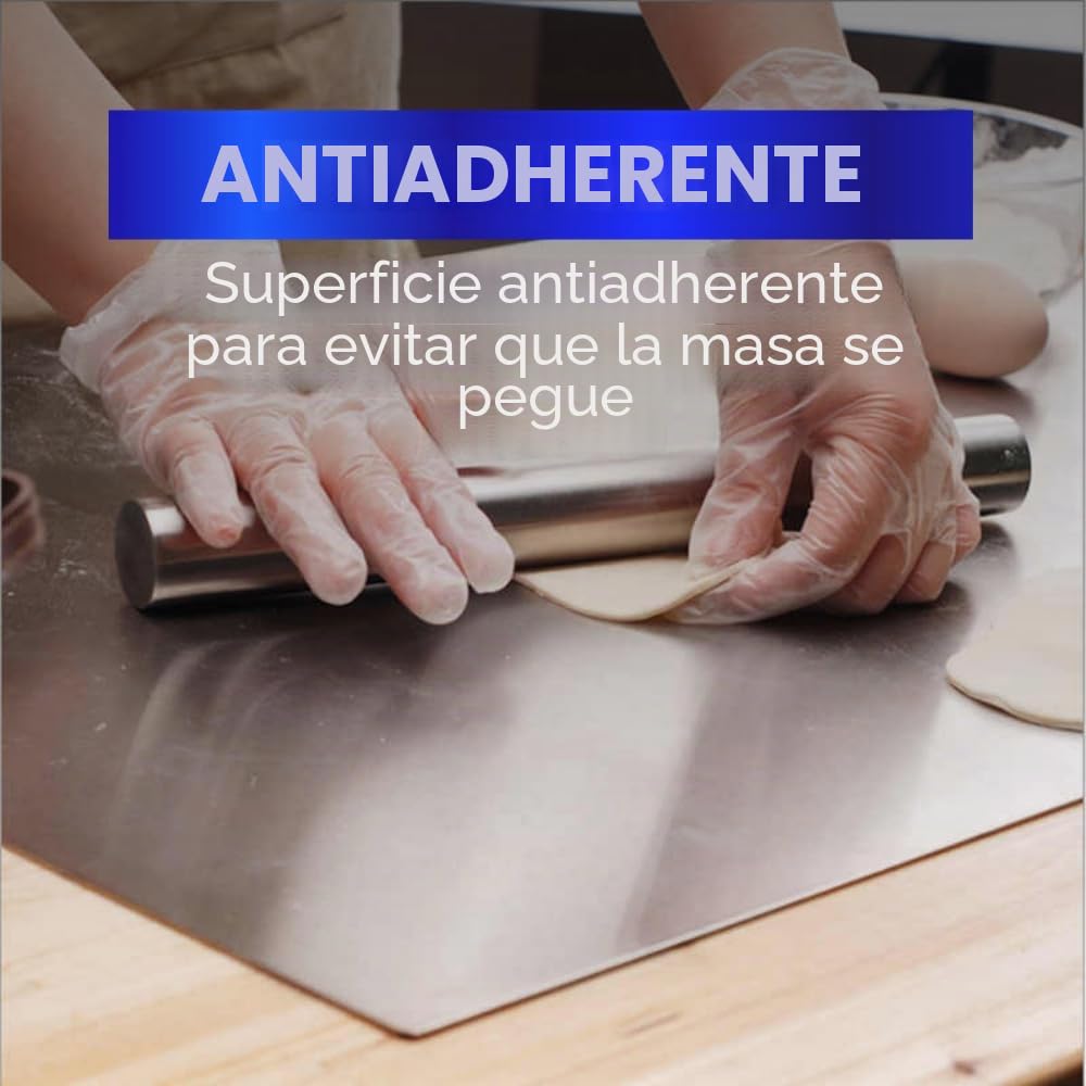 INOXLM - Tabla de cortar para amasar, superficie de trabajo de acero inoxidable, varios tamaños, para amasar, cocina, bar, restaurante, 40 x 44 cm, modelo gemelos
