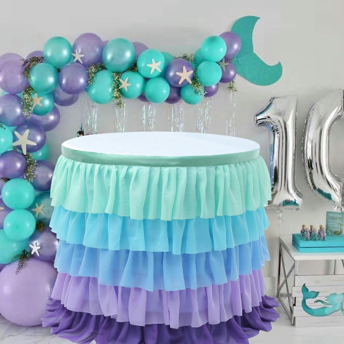 6-14FT x 77 cm Tulle Tiulowa spódnica tutu 5 warstw tęcza siatka szyfonowa spódnica na stół na wesele baby shower plisowana spódnica na stół