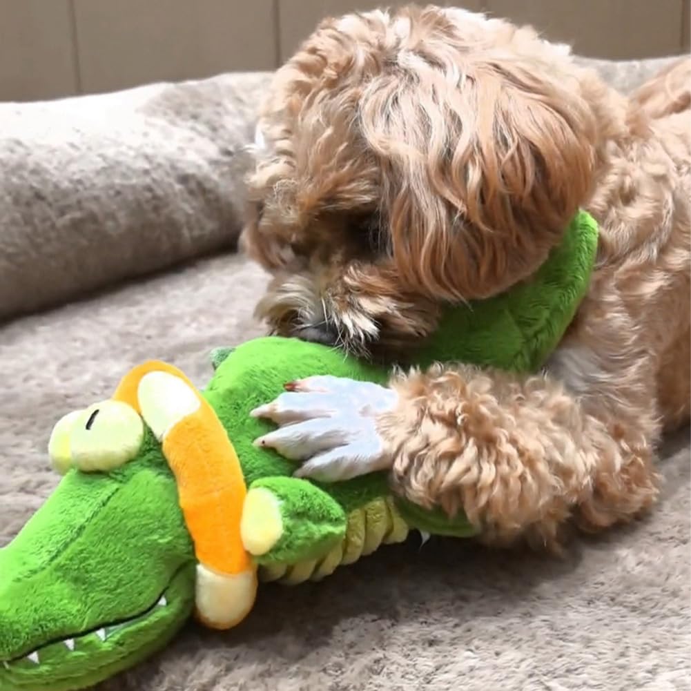 The Dog - Calming Crocodile, Interactive Plush Dog Toy with Automatic Tail-Wagging to Keep Them Busy, Soft & Washable Sicher Kauspielzeug FüR Hunde Und Katzen (Fuchs,2PCS)