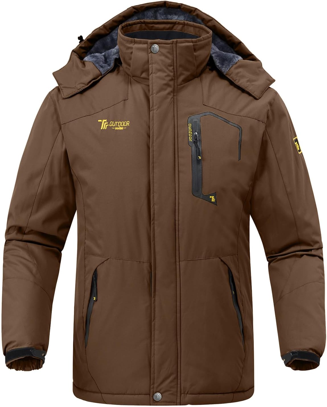 Rdruko Men's Ski Snow Jacket Waterproof Insulated Fleece Outdoor Mountain Hooded Winter Coat