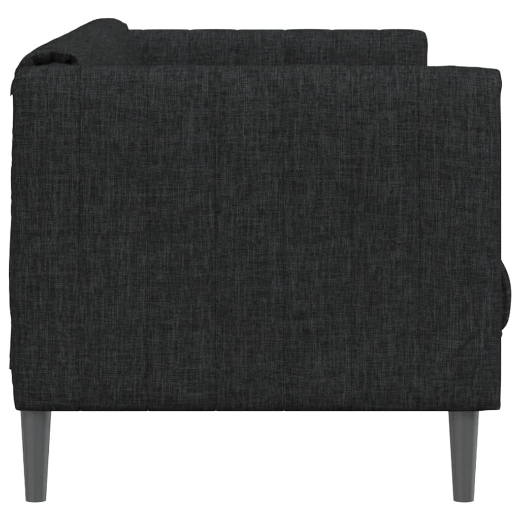 Sofá de 2 plazas de tejido negro, diseño moderno con acolchado grueso, patas estables y tejido transpirable para sentarse cómodamente, leer o ver la televisión, hasta 110 kg por asiento