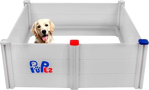 PUPez Caja de parto para perros de razas grandes, caja de parto para perros, caja de parto para cachorros (48 x 48 x 18 pulgadas, gris)