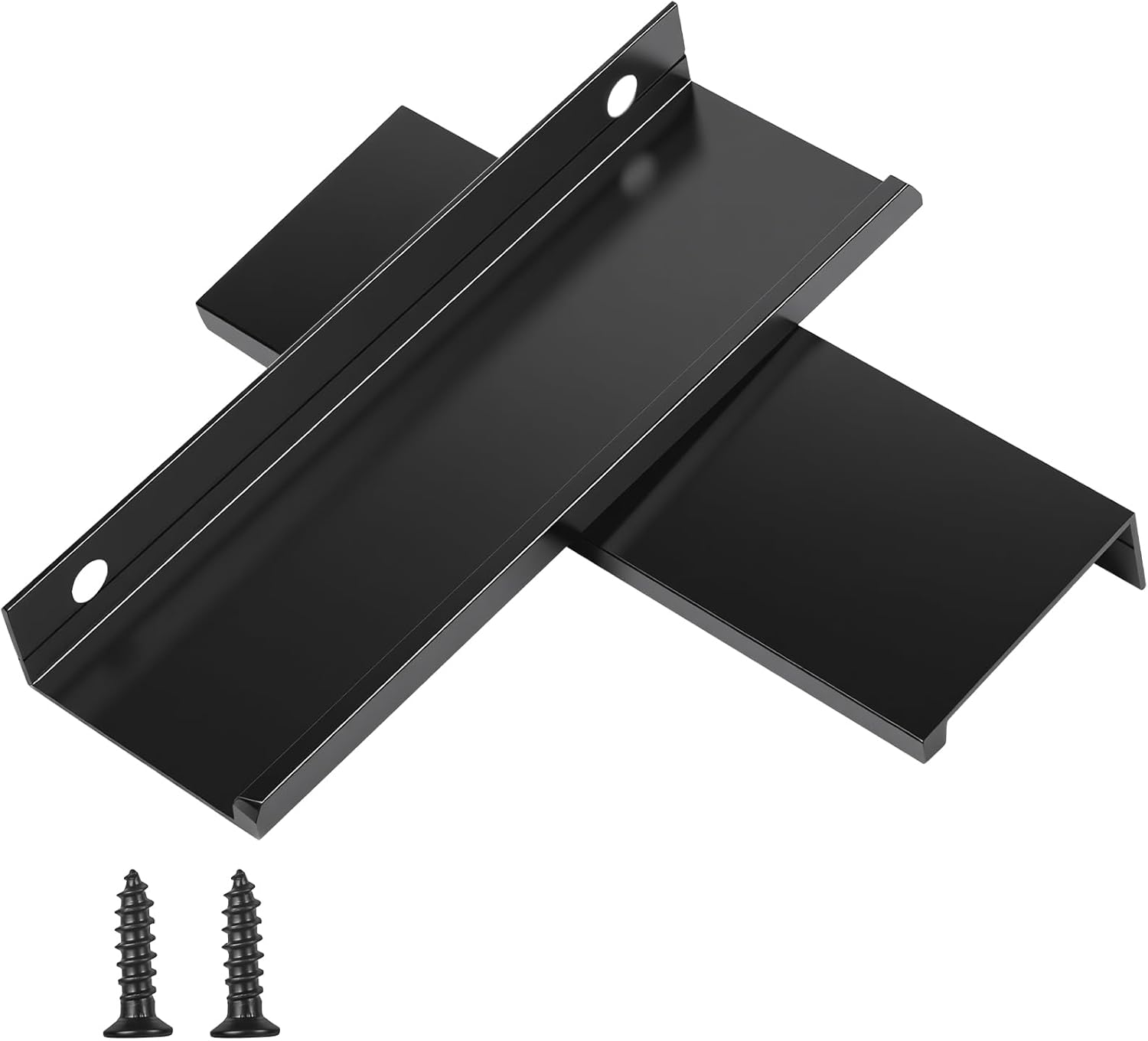 HOME MASTER HARDWARE 10 Pack Edge Finger Pulls for Cabinets 120mm/4.72" Length, Modern Drawer Concealed Tab Pulls, 96mm Hole Center Hidden Edge Pulls Handles for Home Cabinet, Matt Black