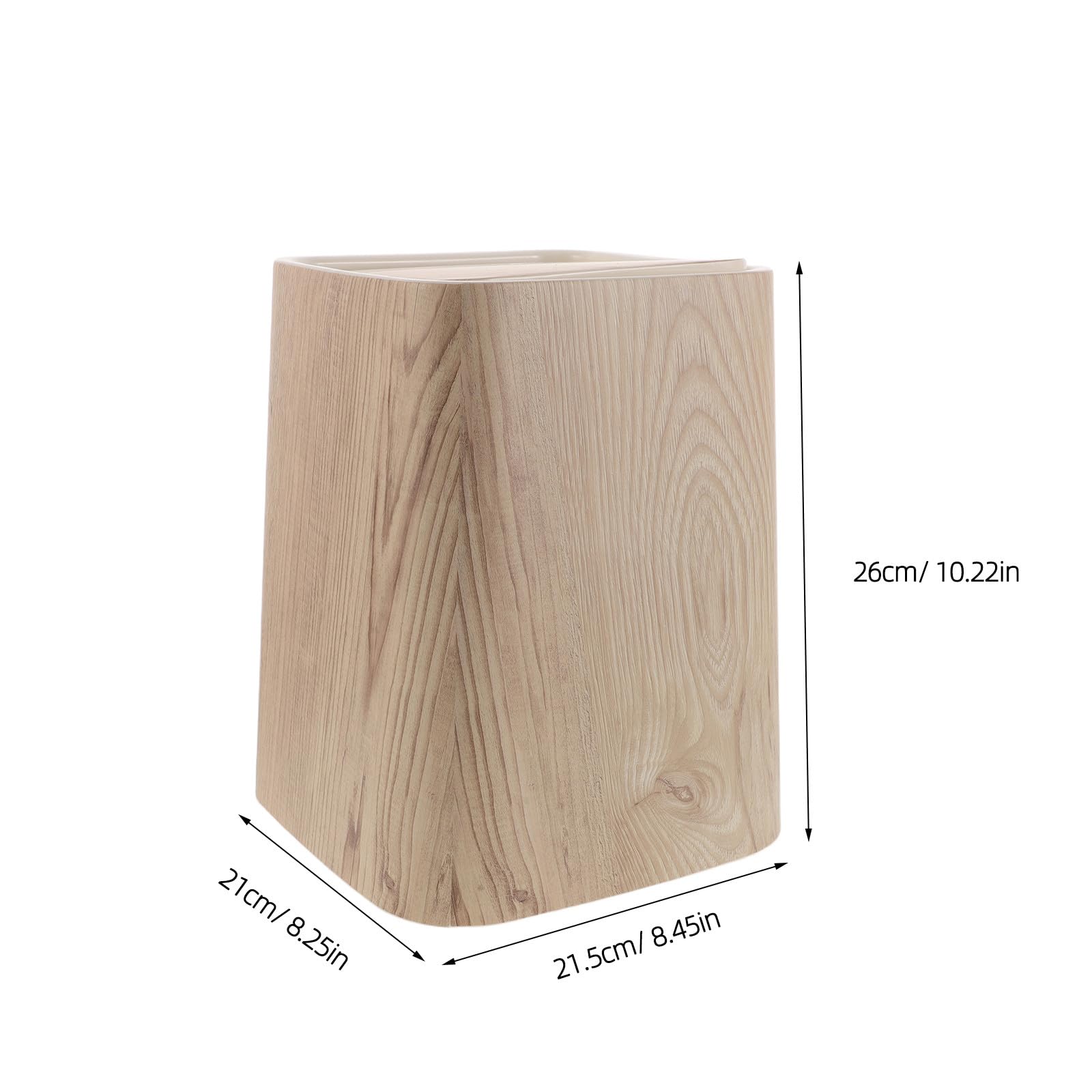 Beavorty Cestino Rifiuti Effetto Legno 8, 5 in Pp Beige Coperchio | Design Retrò Elegante, Finitura Imitazione Legno, Uso in Bagno e Toilette, Facile da Pulire e Salva Spazio
