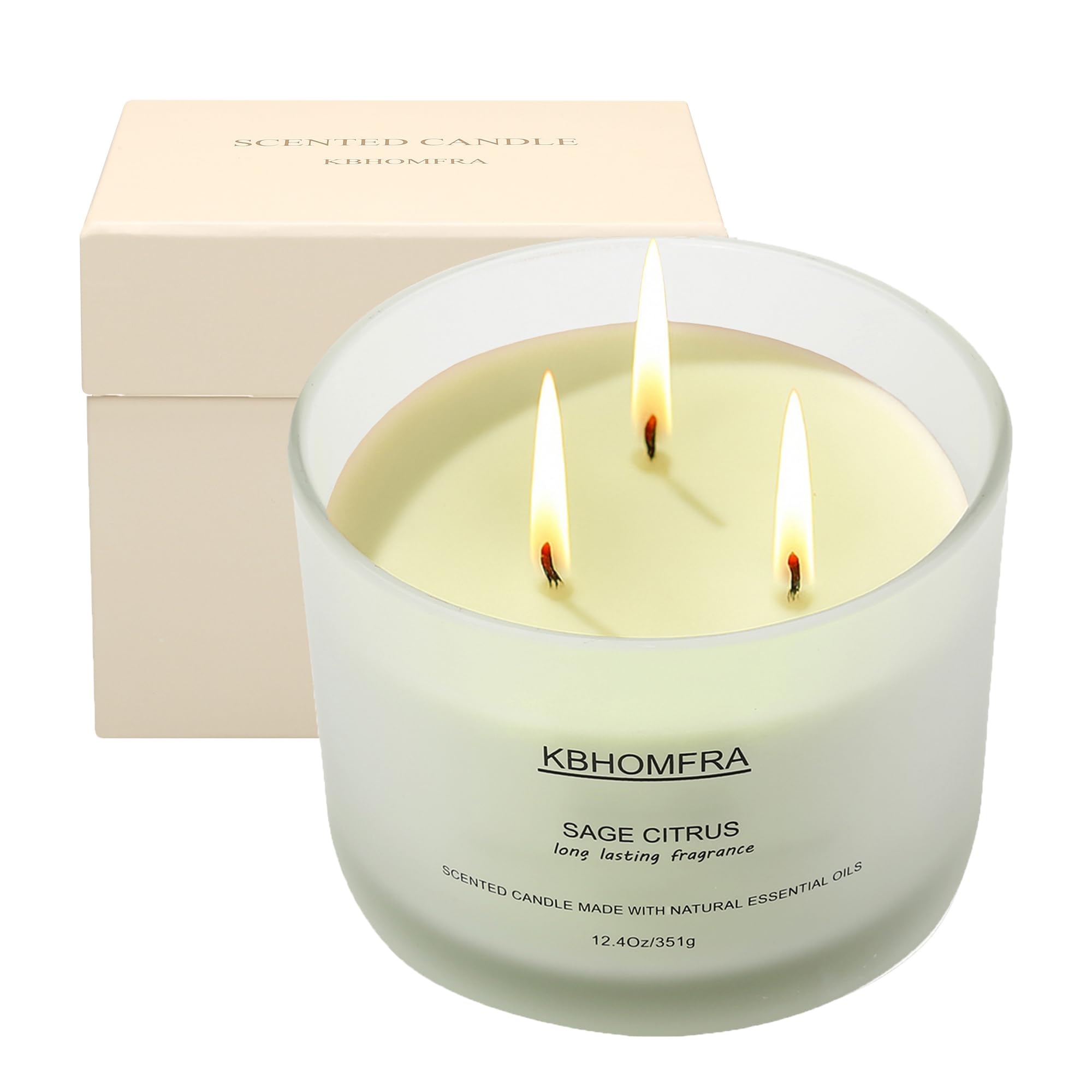 Duftkerzen für Zuhause, Salbei, Zitruskerzen, Aroma, 350 ml, Sojawachs, luxuriöse große Kerze, Geschenk, bis zu 70 Stunden Brenndauer, Geburtstagsgeschenk für Damen und Herren, Festival