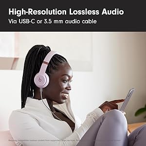 Beats Solo 4 - Wireless On-Ear Bluetooth Headphones, Up to 50-Hour Battery Life, Ultra-Lightweight Comfort, Powerful and Balanced Sound, Apple & Android Compatible - Cloud Pink