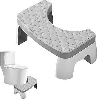 Squatting Toilet Stool for Adults, Bathroom Step Up Stool Relieves Constipation, Non-Slip Potty Squat Aid Puts Your Body in Optimal Natural Squatting Position Proper Toilet Posture Footstool (Gray)